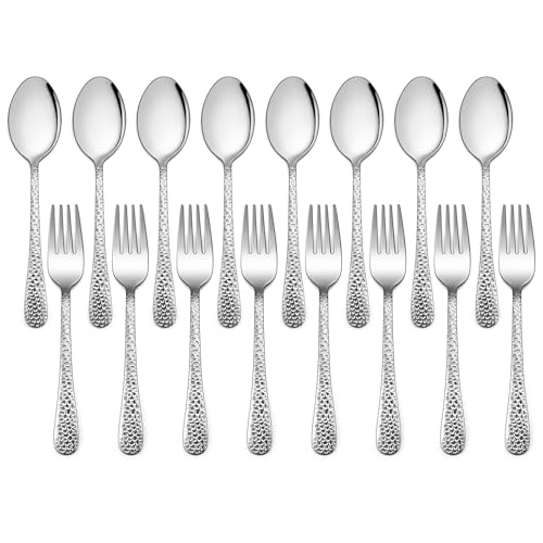 LIANYU - LIANYU 16-Piece Kids Silverware Set, Includes 8 Kid Spoons, 8 Kid Forks, Stainless Steel Toddler Utensils Children Flatware Set, Child Preschooler Cutlery Set, Dishwasher Safe