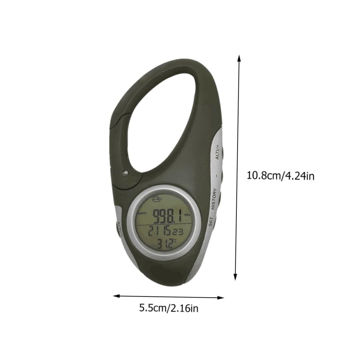 Tragbarer Handheld Höhenmesser mit Barometer und Thermometer Leichter Karabiner für Bergsteigen und Wandern Wettervorhersagend Praktisches Outdoor Gadget für Wanderer