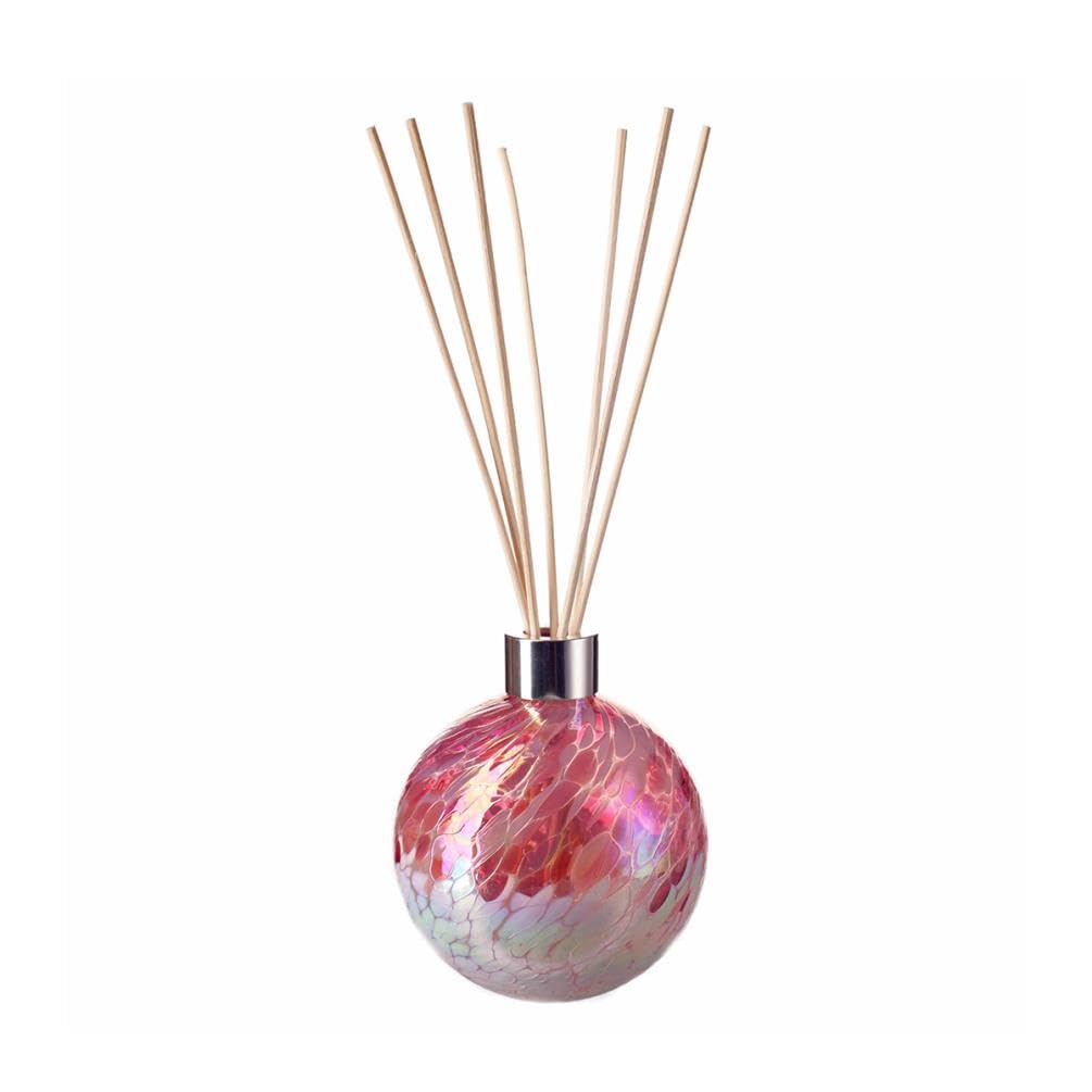 Amelia Art Glass Pink/White Glass Reed Diffuser Sphere In Two Tone &