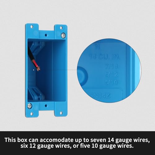 Image of XIUTE(Pack of 6) Single Gang Old Work Box,Old Work Box 1 Gang,Living Hinges,Adjustable Mounting Tabs，60 cu. Inches,ETL,Blue