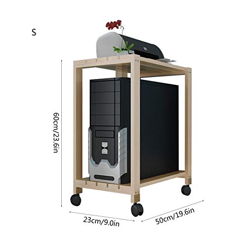 Soporte móvil para CPU SUNESA con estante de madera de 2 niveles, ruedas con bloqueo para oficina y hogar (tamaño: CH) miniatura 2