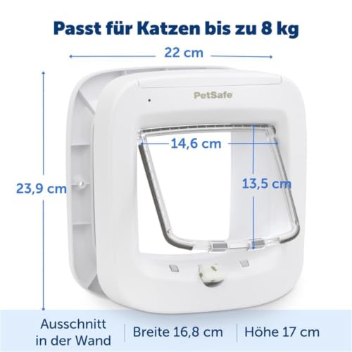 PetSafe Mikrochip-Katzenklappe - Außen- oder Innentür für Katzen - RFID-Zugang für bis zu 40 Haustiere - 4 Verschlussoptionen, Wetterfest, Einfache DIY Montage - Weiß