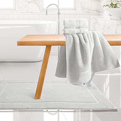 Image of Hearth & Harbor Bath Mat Towels - 100% Ring Spun Cotton Luxury Towels - Ultra Soft & Highly Absorbent, Bathroom Towels, Floor Mat - White