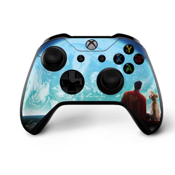 Skinit Decal Gaming Skin Compatible with Xbox One X Bundle - Officially Licensed Superman 2025 Superman & Krypto Watch The Earth Design