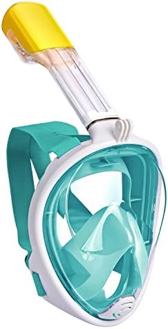 jhht RuiyuSnorkel Mask-Full Face 180°View with Easy Breathing Easy Draining design and Anti-fog Anti-leak Technology,for Water Sports Swimming, Diving Sea (Green, S)