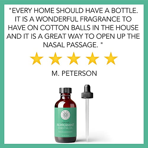 Peppermint Essential Oil, 1 Fluid Ounce - 100% Pure And Undiluted, Therapeutic Grade Aromatherapy Oil For Diffuser, Relaxation, Focus, Pain Relief - By Pure Body Naturals #TOP3