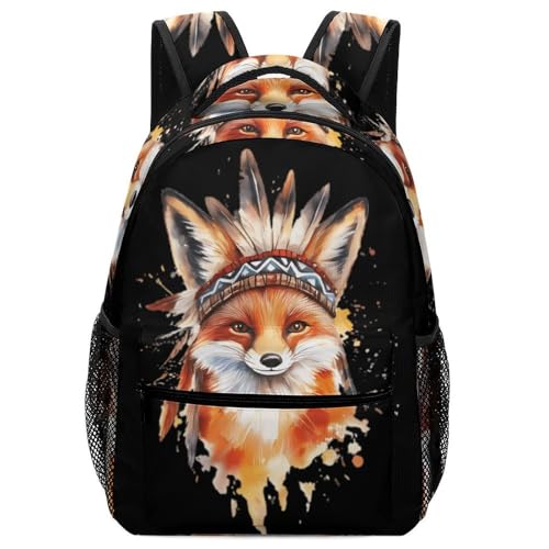 fifbird Mochila unisex con diseño de zorro rojo y acuarela, mochila de viaje para laptop, bolsa de hombro doble para hombres y mujeres, mochila de trabajo