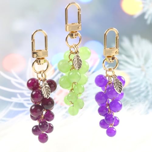 Crystal Grape Pendant Keychain Stylish Phone Antilost Lanyard Keyrings Decoration for Women Bag Backpack4