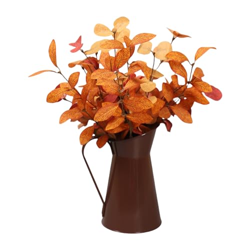 AOOOWER Fiore di rosa artificiale in secchio di ferro pianta artificiale foglia del Ringraziamento tavola centrotavola decorazione per festa di nozze