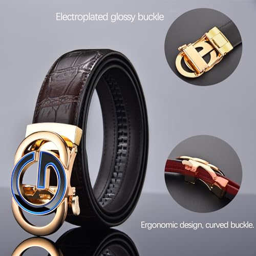 Mens Ratchet Belt Click Slide Black Leather Belt 1.38" Wide2