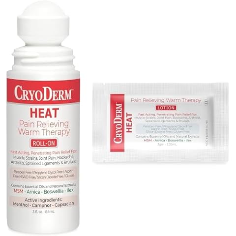 CryoDerm Combo Package Heat-Warm Therapy 3 oz Roll-On & 12 Packets Cover