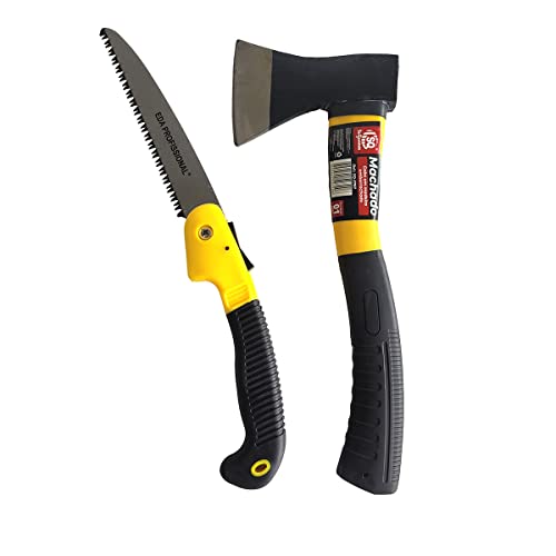 Machado Lenhador machadinha + Serrote Portátil para jardim dobrável poda Galho Madeira arbustos folh