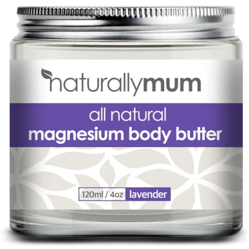 NaturallyMum Magnesium Body Butter Cream | Support for Sleep, Heart, Bone, Nerve, Gut and Muscle Health | Lavender | 4 fl oz