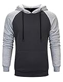 Mens Active Slim Fit Sweatshirt Top Kanga Pocket Hoodie Lightweight Basic Designed, Dark Gray-S