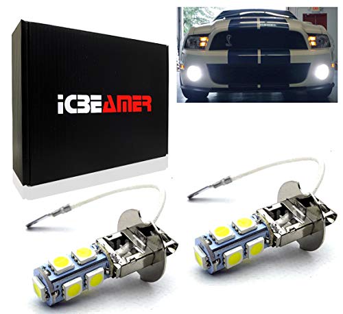 ICBEAMER 2 Pairs H3 12V 9 LED SMDs Fog Light Replace Existing Halogen Light Bulb [Color: White] Pack of 4 pcs