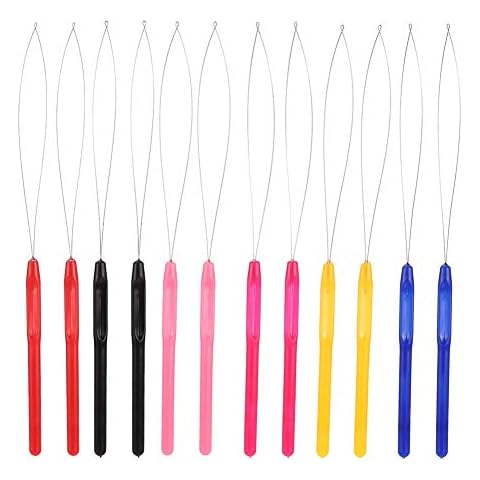 falllea 14 PCS Micro Ring Hair Extension Loop Needle Threader Feather Hook Tool Wire Pulling Hook Tools for Silicone Micro Link Beads and Feathers Extensions Cover