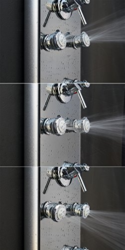 Akdy 52 In. 8-Jet Multi-Function Tempered Glass Shower Panel System In Silver With Rainfall Shower Head Tub Spout And Temperature Display #TOP7