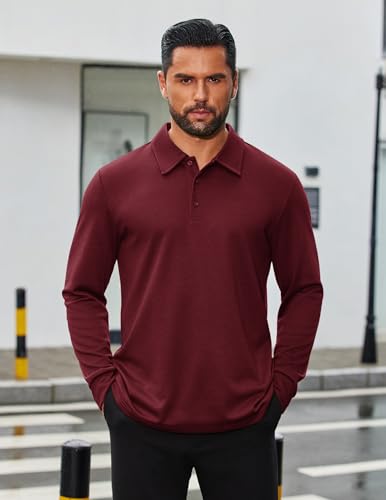 COOFANDY Polo para Hombre de Manga Larga Camisa Casual con Cuello para Oficina y Golf Ligera y con Botones miniatura 3