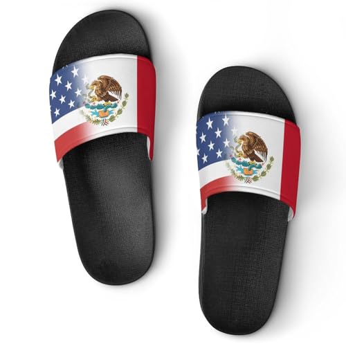 U.S.A Mexican Flag Men's Bathroom Slippers Shower Indoor Home Beach Outdoor Shoes for Women
