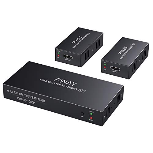 PW-HTS0102(POC) 1X2 Splitter HDMI Extender Over Cat6 Ethernet cavo con Senza ritardo telecomando a 50m/165ft a 1080P（1 In 2 Out）