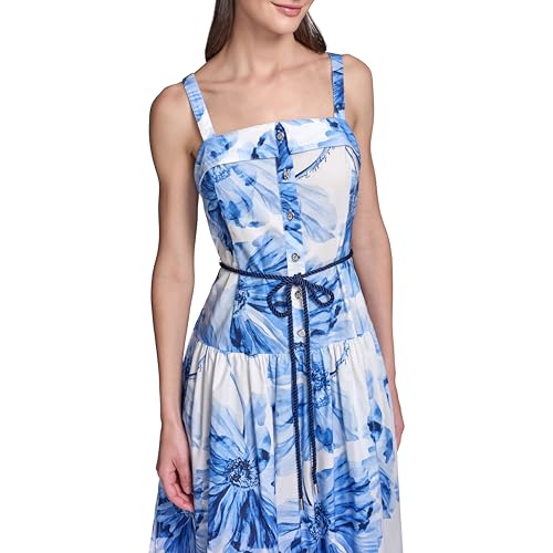 Image of Karl Lagerfeld Women's Sleeveless Rope Belt A-line Maxi Dress
