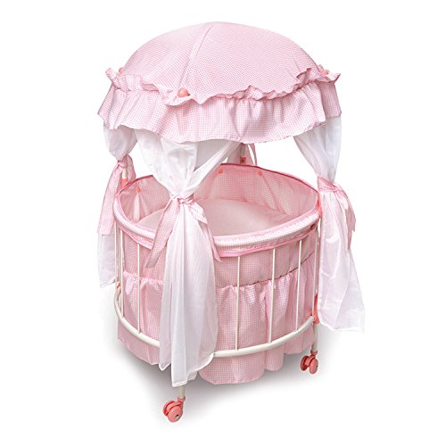 The Ashton-Drake Galleries Royal Baby Pink Domed Canopy Baby Doll Crib with Bedding
