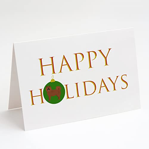 Caroline's Treasures CK9639GCA7P Eurasier Happy Holidays Greeting Cards and Envelopes Pack of 8 Blank Cards with Envelopes Whimsical A7 Size 5x7 Blank Note Cards
