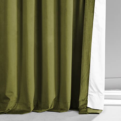 Image of HPD Half Price Drapes Signature Plush Velvet Blackout Curtains for Bedroom (1 Panel), 50W X 96L Hotel Black Out Curtains for Living Room, Thermal Insulated Blackout Curtains, Jalapeno Green
