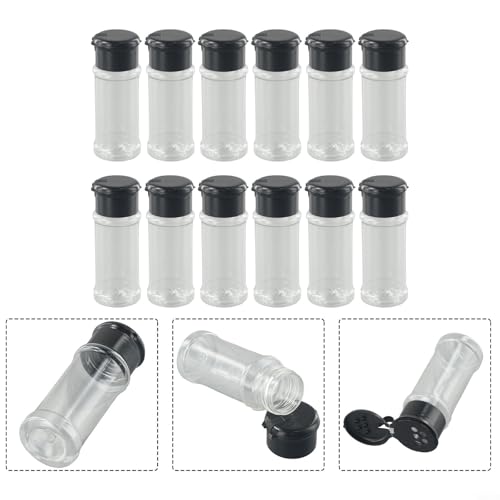 babominimer 12-Piece Kitchen Seasoning Spice Storage Bottles Set Clear Plastic Salt Pepper Containers 100Ml Plastic Spice Jars For Spices Seasoning - Image 9