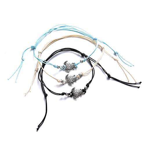 Image of Softones Blue Starfish Turtle Anklet Multilayer Charm Beads Sea Handmade Boho Anklet Foot Jewelry for Women
