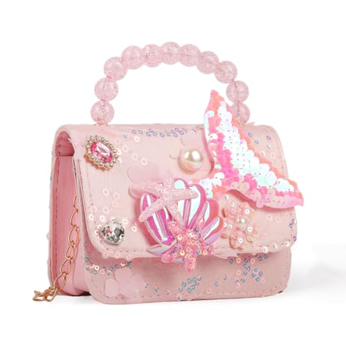 Image of PATPAT Mermaid Sling Bag for Girls,Fashion Cute Hand Bag for Girls Shoulder Stylish Gifts Kids Age 3-8 Purse Cross Body Woman,14x5x11cm