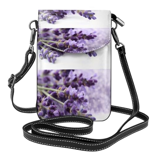 Petit sac bandoulière imprimé lavande vintage et portefeuille en cuir PU pour femme