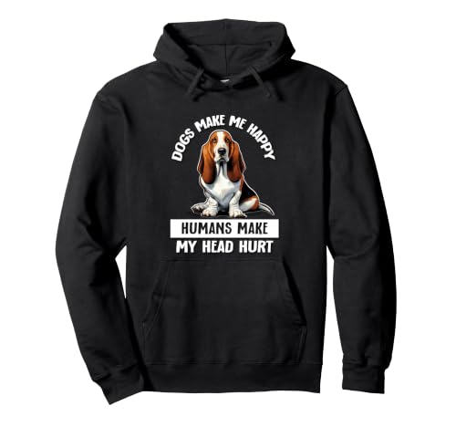 Mens Womens Humans Hurt My Head Happy Basset Hound Lover �p�[�J�[