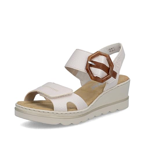 Sandales compensées pour femme Rieker Rose 67476 ajustables contre les pieds fatigués
