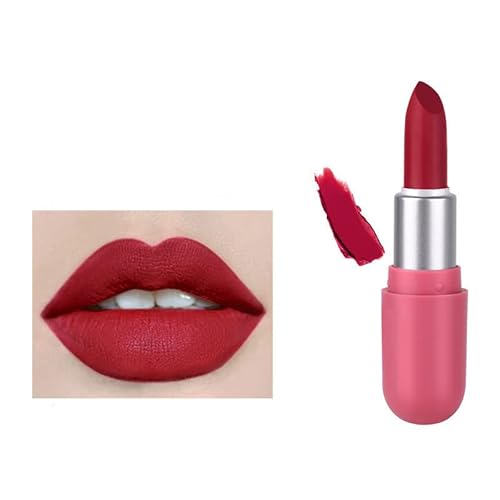 PICKX Samt-Matt-Lippenstift Roter Lippenstift Rosa Lippenstift Nude-Lippenstift Tragbar und kompakt Hohe Farbwiedergabe Hohe Farbwiedergabe Glatte, langlebige, wasserfeste (05-burgundy) Cover
