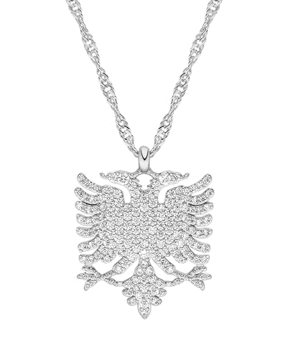 D'origine Collier Aigle Albanais pour Femme en Or ou Argent, Chaîne Kosovo, Bijoux, Laiton, Zircon