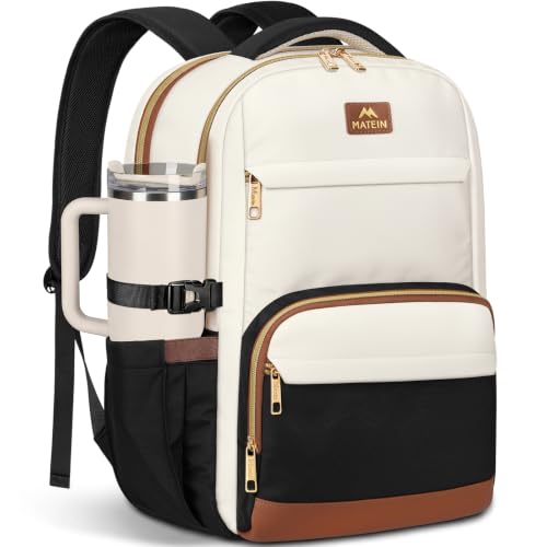MATEIN Mochila Trabajo Mujer, Mochila Portatil Mujer 15,6 Pulgadas, Beige