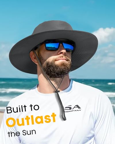 FURTALK Sonnenhut für Herren Damen Packable breiter Krempe Sommer UV-Schutz Angelhut UPF 50+ Einstellbare Kinnriemen Eimer Hut Outdoor