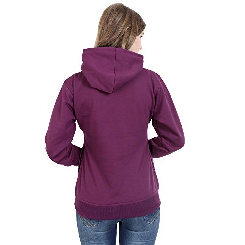 Image of Matelco Women Printed Sweatshirt with Hooded (Dark Pink S)