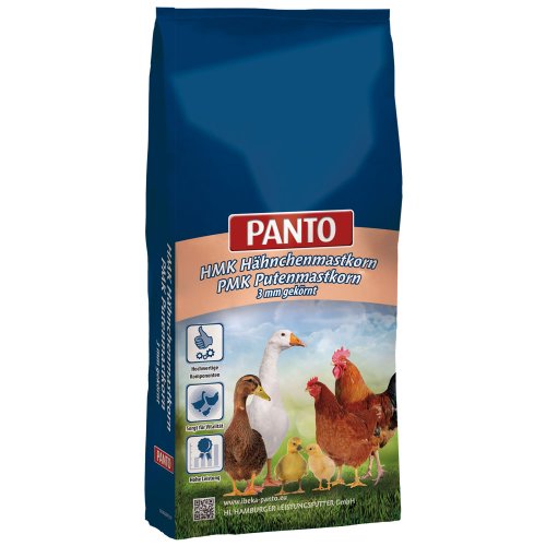 PANTO Hühnerfutter Putenmastkorn PMK/Hähnchenmastkorn HMK 25 kg – gekörntes Geflügelfutter (3mm) für die Mast- Alleinfuttermittel für Hühner, Gänse, Enten, Pute