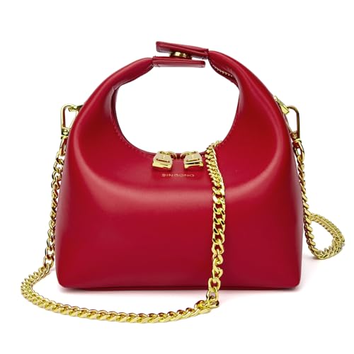 SINBONO Small Top Handbags for Women, Soft Vegan Leather Shoulder Hobo Crossbody Bag, Mini Purses Casual Dumpling Pouch