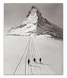 ZDVHOMCB Vintage Skiing Matterhorn Poster, Black and White 