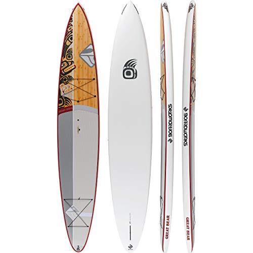 Boardworks Great Bear | Touring All Water Stand Up Paddleboard | Exp Veneer - Epoxy Hardboard | 14', Bamboo/Red/White #TOP13