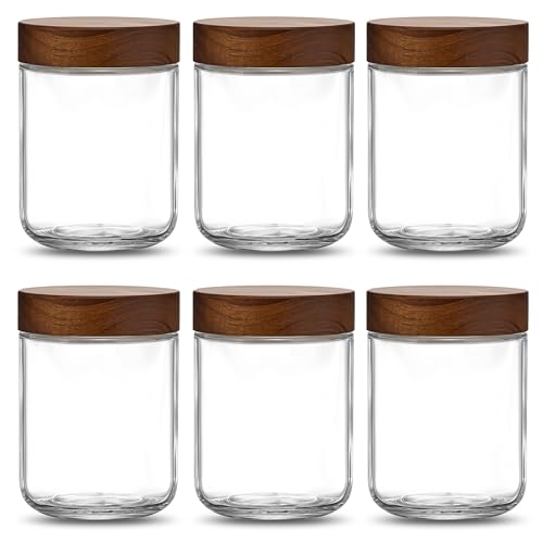 Danmu 16 oz Overnight Oats Containers with Lids,Salad Jar,Glass Jar with Wooden Lid...