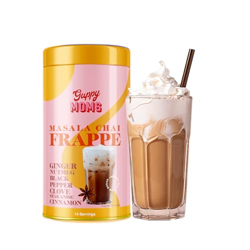 Image of Guppy Moms Masala Chai Frappe | Infused with Ginger, Black Pepper, Nutmeg & Aromatic Masala Granules | 200g Premix Masala Flavor Frappe Tea