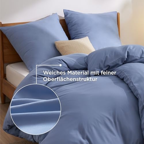 BEDSURE Bettwäsche 135x200 4teilig Mikrofaser - Schieferblau, 80x80 Kissen – Ansicht 4
