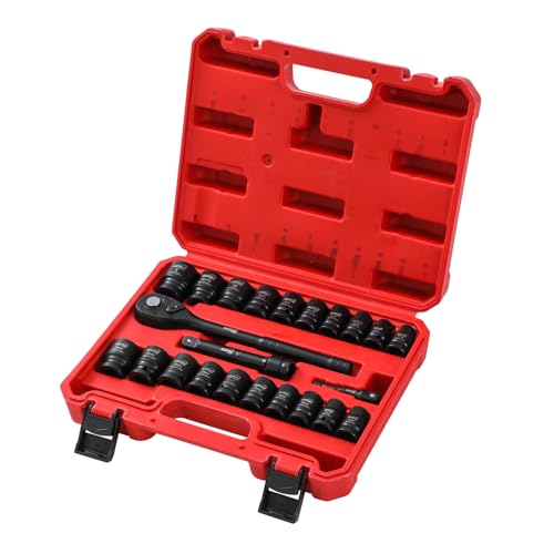 KATSU Tools 1/2" Drive Impact Socket Wrench Set, 23-Piece, 6-Point, Inch & Metric Sockets 7/16"- 1" and 13-24mm, Cr-V, 72-Teeth Quick Release Ratchet Wrench, Extension Bar, Adapter & Plastic Case 7 KATSU Tools 1/2" Drive Impact Socket Wrench Set, 23-Piece, 6-Point, Inch & Metric Sockets 7/16"- 1" and 13-24mm, Cr-V, 72-Teeth Quick Release Ratchet Wrench, Extension Bar, Adapter & Plastic Case - Image 7