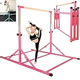 PreGymnastic Foldable Gymnastics Bar, 6FT Horizontal Bars, Folding Training Bar for Kids Ages 3-18, Weight Limit 500 LB, Adjustable kip Bar,Home Gym Equipment Indoor