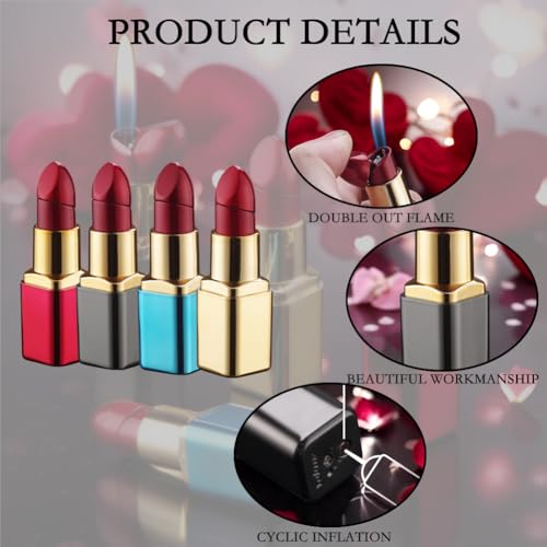 Encendedor Labial Recargable Butano Llama Suave Rojo miniatura 6
