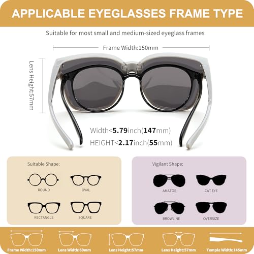 FEISEDY Folding Polarized Fit Over Glasses Sunglasses for Women Men Lightweight Foldable Sunglasses Over Glasses B02184